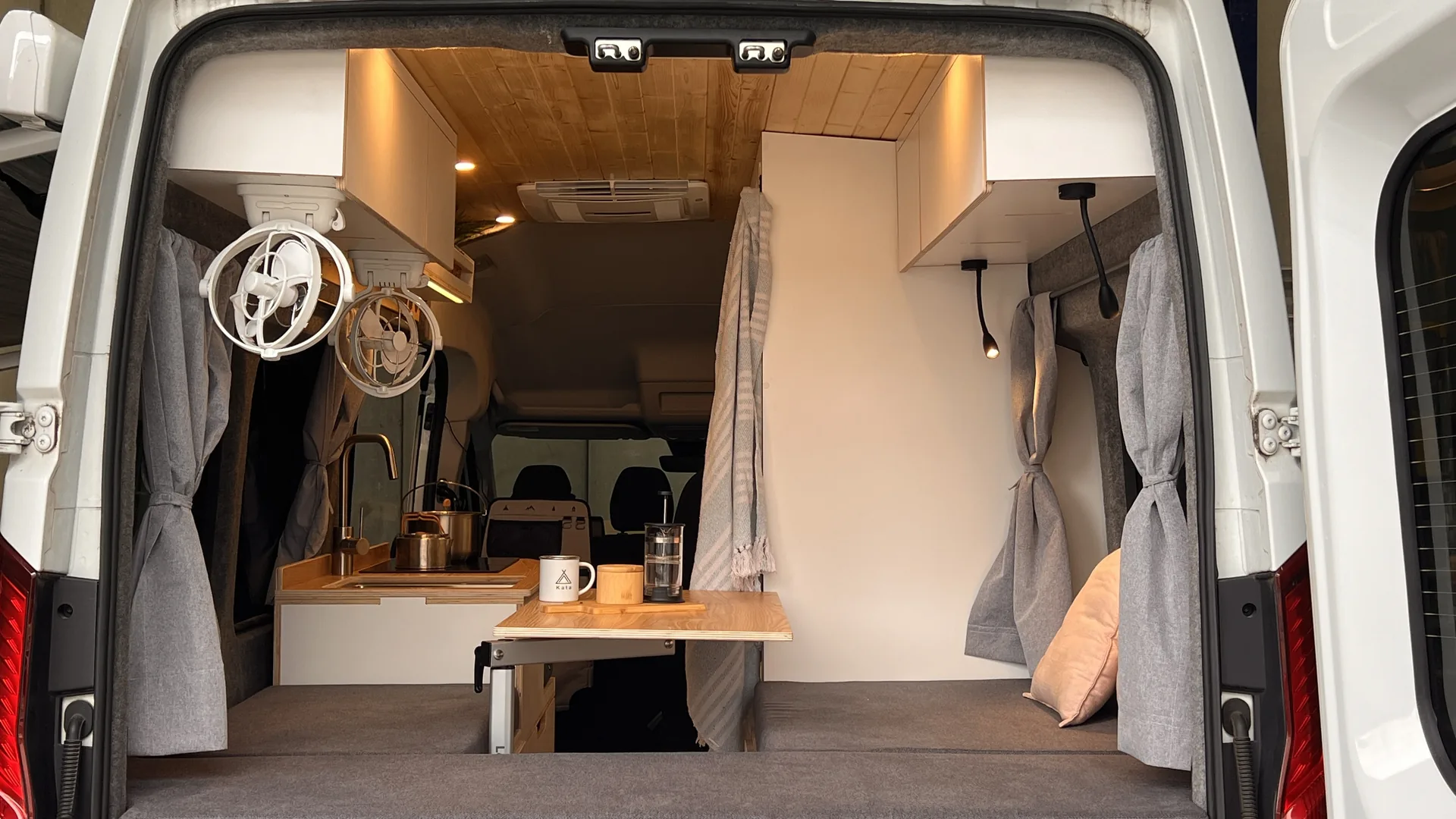 LDV Deliver 9 full conversion interior with kitchen and bed