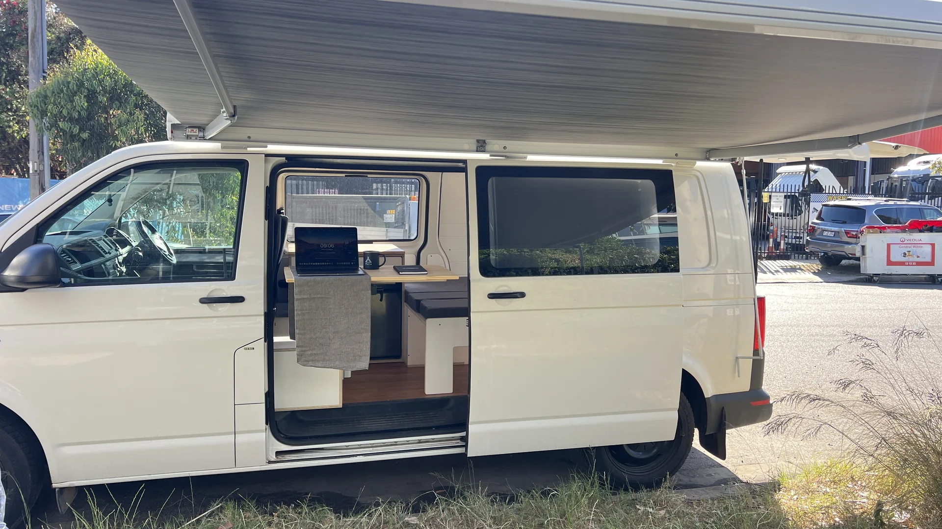 VW Transporter T6 full conversion exterior with awning